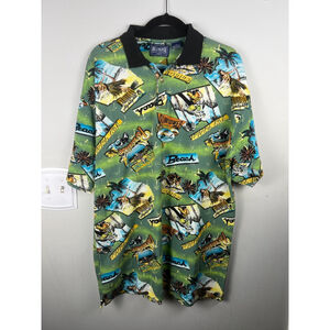 Jos J. Oliver Vintage Tropical Surf Polo Shirt – 90s Y2K All-Over Print – Hawaii